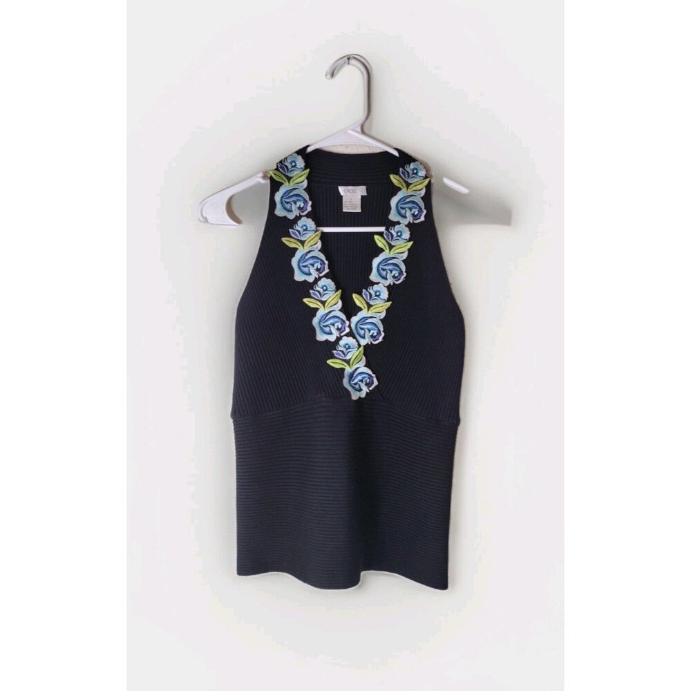 Cache Top Womens Large Silk Blend Sleeveless Knit Stretch
